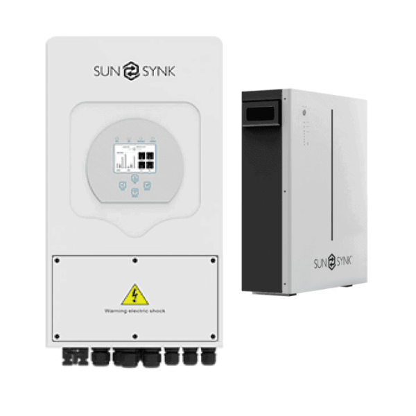 Sunsynk 5kW 1P Hybrid PV inverter 48v C/W Wifi Dongle IP65 and Sunsynk Battery LFP Wall Mount 10.65kWh 51.2V