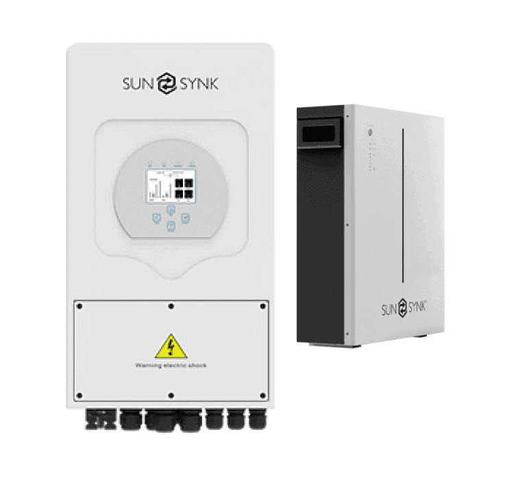 Sunsynk 5kW 1P Hybrid PV inverter 48v C/W Wifi Dongle IP65 and Sunsynk Battery LFP Wall Mount 10.65kWh 51.2V