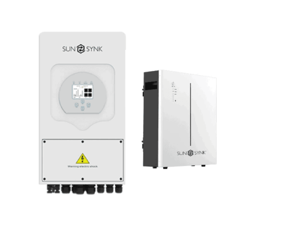 Sunsynk 5kW 1P Hybrid PV inverter 48v C/W Wifi Dongle IP65and Sunsynk Battery LFP Wall Mount 5.32kWh 51.2V